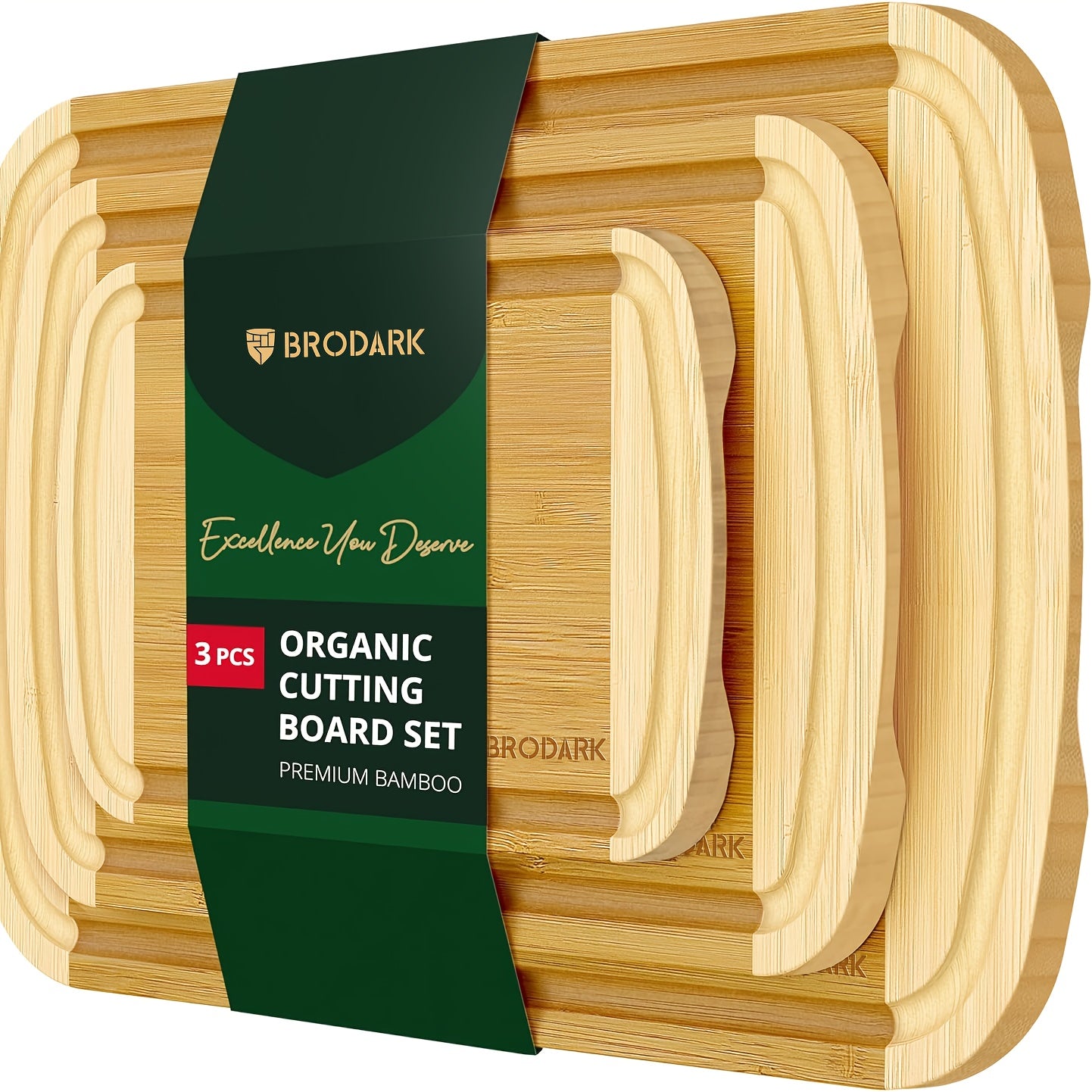 3pc Bamboo Cutting Board Set – Kitchen, Meat, & Charcuterie Prep