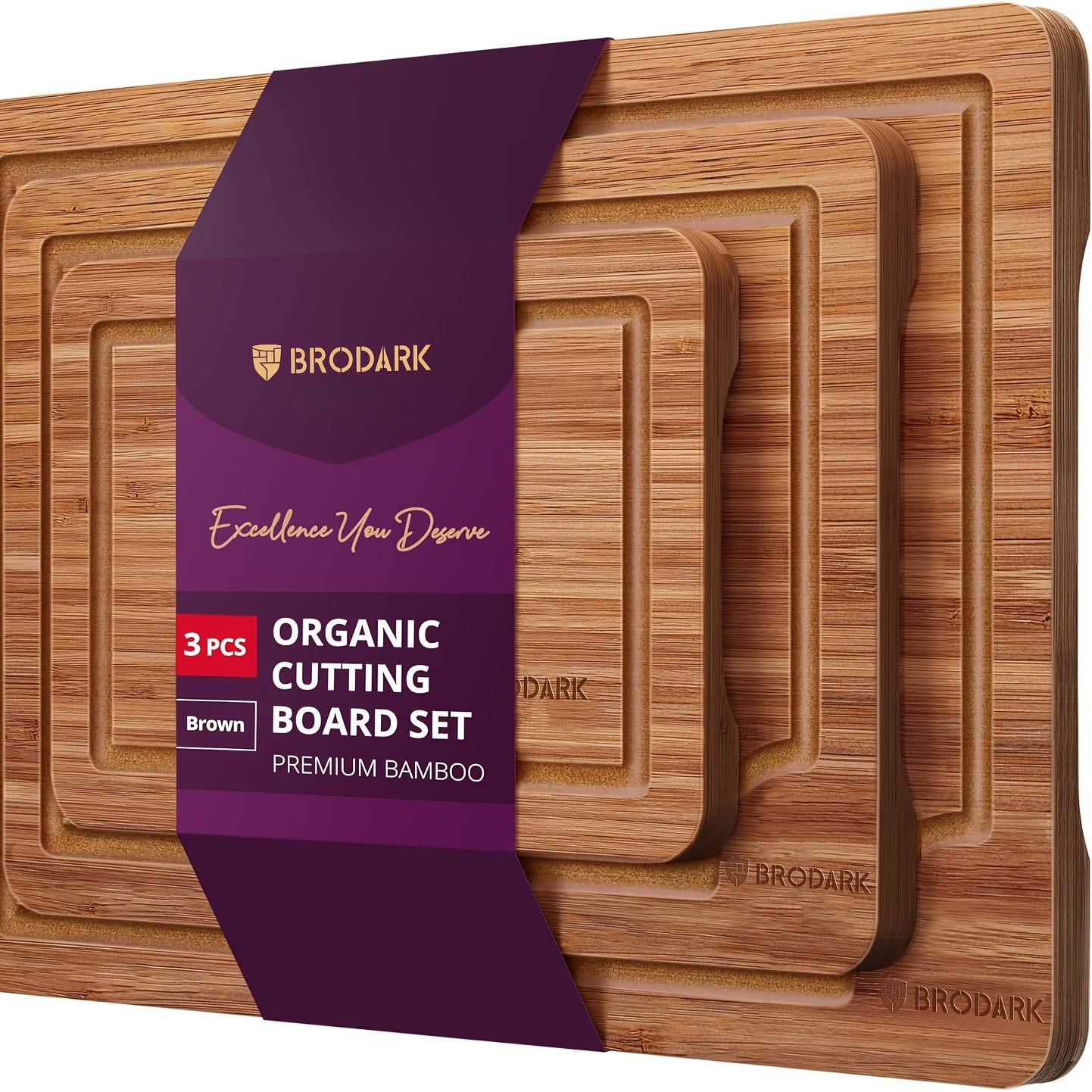 3pc Bamboo Cutting Board Set – Kitchen, Meat, & Charcuterie Prep