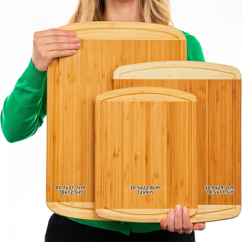 3pc Bamboo Cutting Board Set – Kitchen, Meat, & Charcuterie Prep